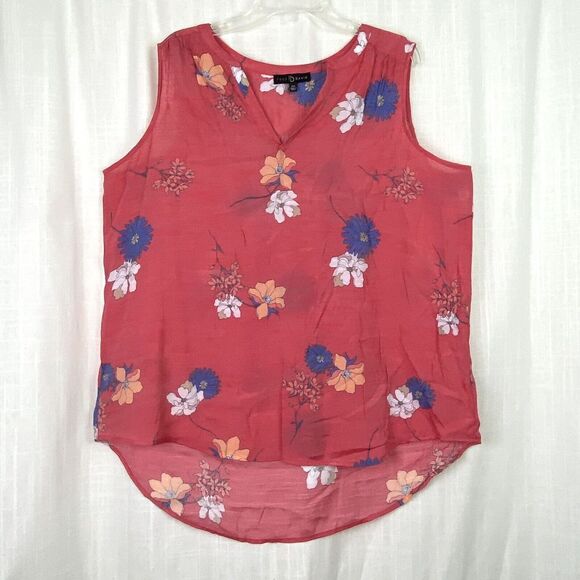 Fred David Pink Floral Y-Neck Lightweight Top Blouse MOD Women's‎ XXL EXCELLENT - Picture 1 of 5